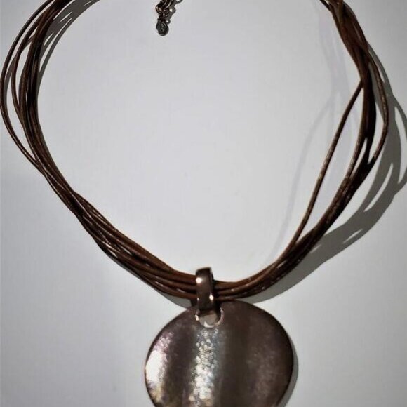 BOGO VINTAGE MONET MULTI STRAND SIGNED NECKLACE COPPER PENDANT WITH EXTENDER - Picture 1 of 2